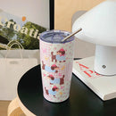 Axyaa Kawaii Puppy Stainless Steel Thermal Tumbler with Straw, 550ml