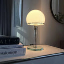 Axyaa Frosted Glass Bauhaus Desk Lamp Silvery Body LED Lights