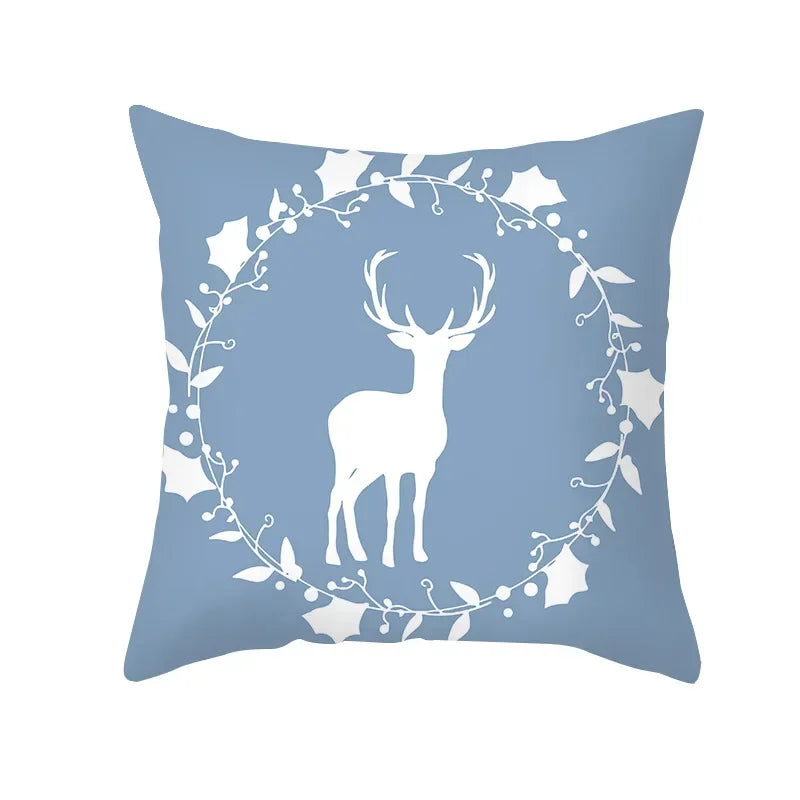 Axyaa Reindeer Print Cushion Cover: Nordic Modern Geometric Design for Home Sofa.