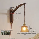 Axyaa Nordic LED Wall Sconce Walnut Copper Stair Light - Modern Home Decor