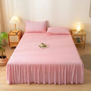 Axyaa Solid Color Bed Skirt with Elastic Band, Queen/King Size, Brushed Fabric