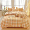 Axyaa Blue & White Grid 4-Piece Bed Sheet Set, Thickened Material