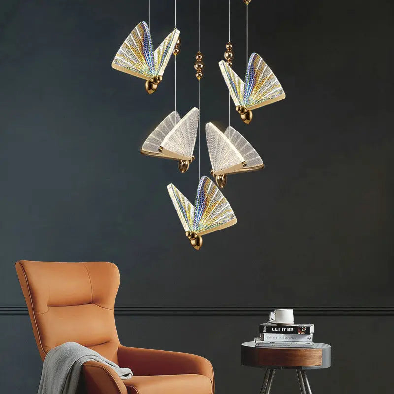 Axyaa Modern Butterfly LED Chandelier for Living Dining Room Stairwell Hallway