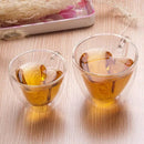 Axyaa Heart Glass Mug - Double Wall, Heat-Resistant Tea & Coffee Cup