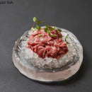 Axya Irregular Texture Glass Dinner Plate Set - Specialty Tableware, Sushi, Steak, Snack, Dessert