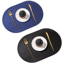 Axyaa Faux Leather Oval Placemats Set of 2 - Waterproof Double-Sided Table Mats