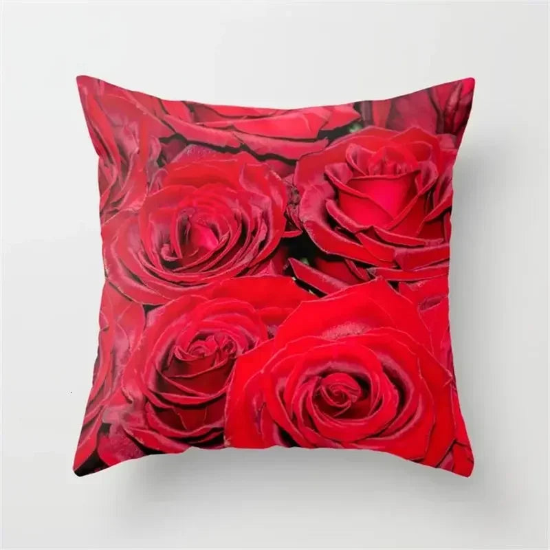 Rose Flowers Cushion Cover 45x45cm Nordic Style Home Decor Throw Pillow Axyaa