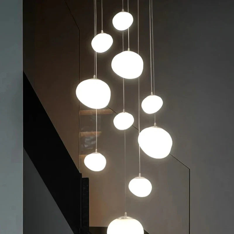 Axyaa Cobblestone Ceiling Chandelier Hanging Light Fixture for Villa Hotel Loft Stair Lighting