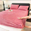 Rabbit Velvet Thicken Fitted Sheet Set Axyaa Warmth Bed Sheet Queen King Size