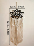 Lotus Macrame Crystal Shelf & Wooden Wall Shelves by Axyaa - Boho Floating Decor