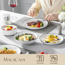 Axyaa 24/48-Piece Black Rim Porcelain Dinnerware Set for 6/12 - Plates/Bowls Service