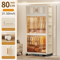 Axyaa Foldable Storage Cabinet on Wheels for Clothes/Quilts, Mixed Cream