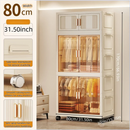 Axyaa Foldable Storage Cabinet on Wheels for Clothes/Quilts, Mixed Cream