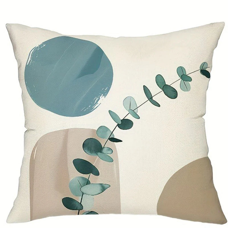 Light Blue Geometric Leaf Pattern Pillowcase for Bohemian Home Decor by Axyaa