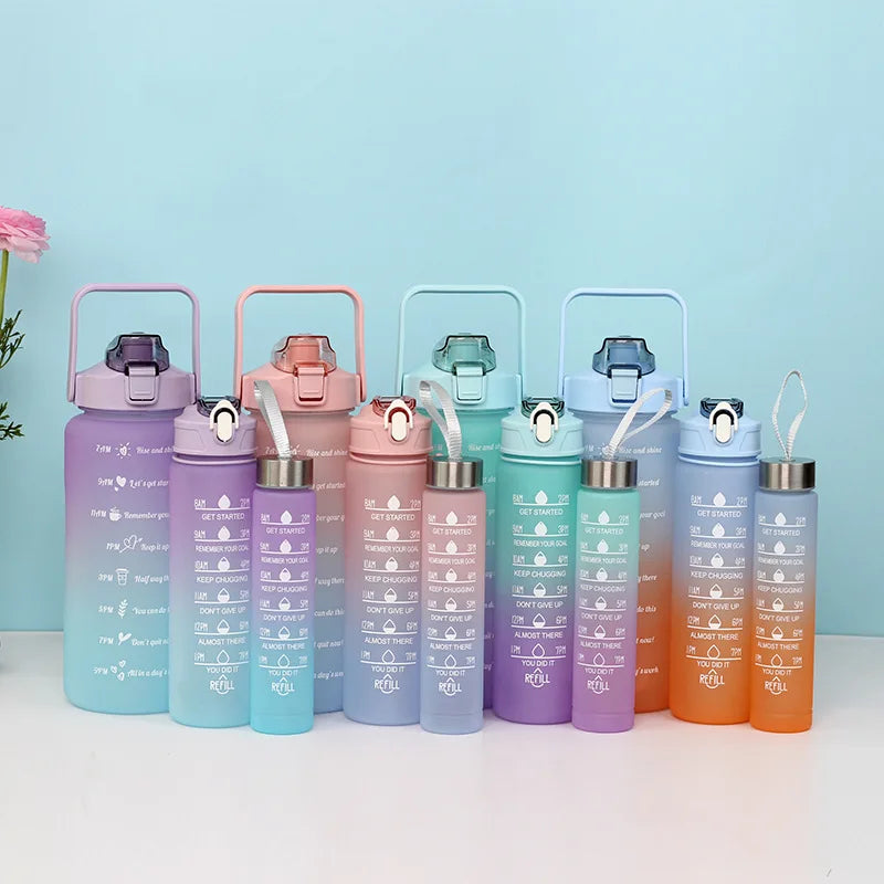 Axyaa Gradient Color Three-Piece Set Straw Sports Water Cup