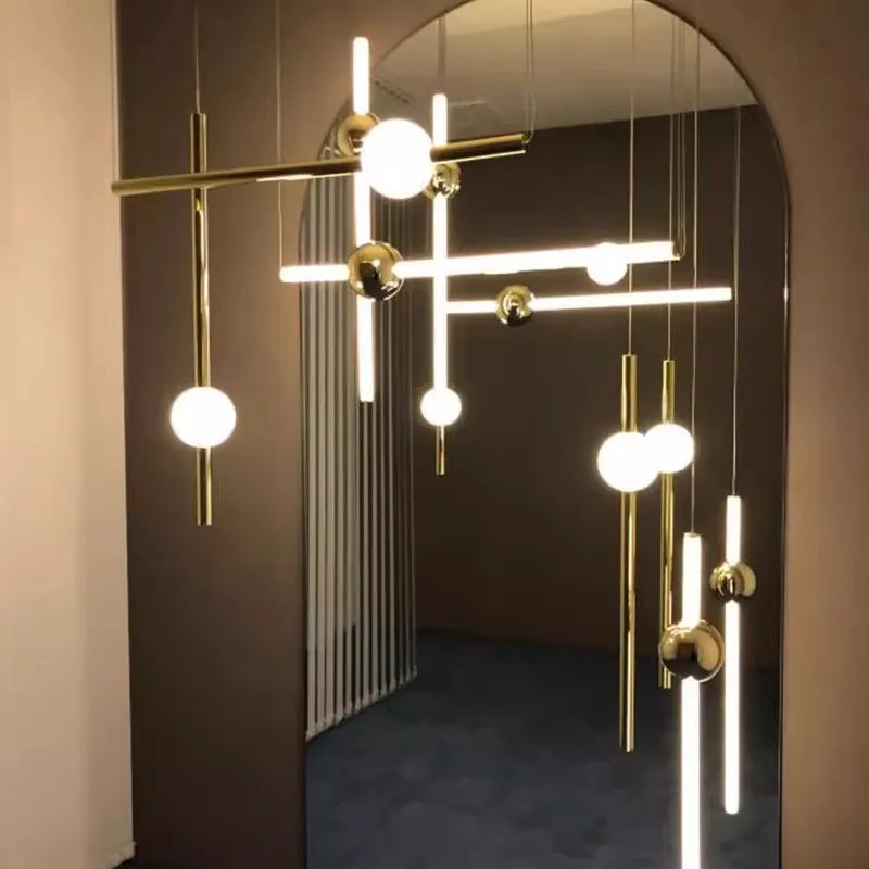 Axyaa Minimalist Modern Art Line Chandelier for Restaurant and Exhibition Hall