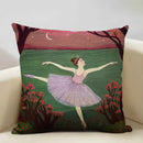 Axyaa Beauty Girl Cat Print Linen Pillowcase Portrait Cartoon Home Decor Cover
