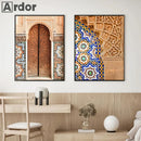 Axyaa Moroccan Arabesque Canvas Poster - Islamic Wall Art Decor for Living Room