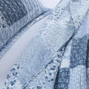 Axyaa Rustic Floral Blue Patchwork Bedding Set Coverlet Reversible White Cotton Bedspread