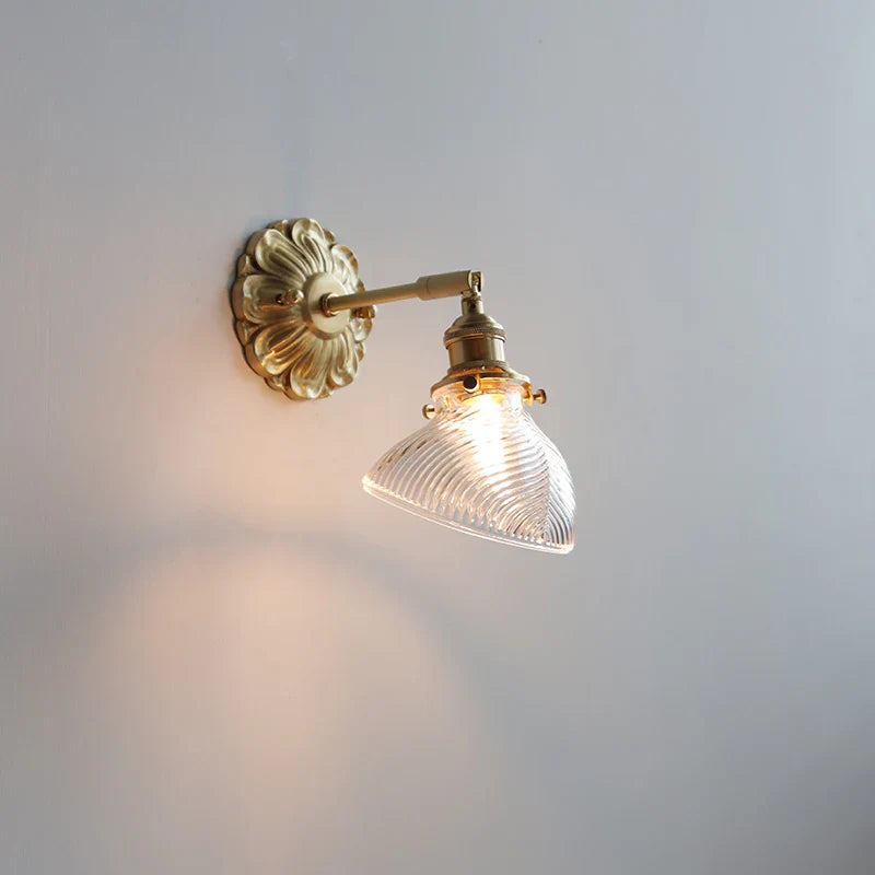 Axyaa Smoke Gray Glass LED Wall Sconce with Adjustable Copper Arm