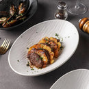 Axyaa Stone Pattern Ceramic Oval Salad Plate Fish Plate Soup Pasta Dish Tableware