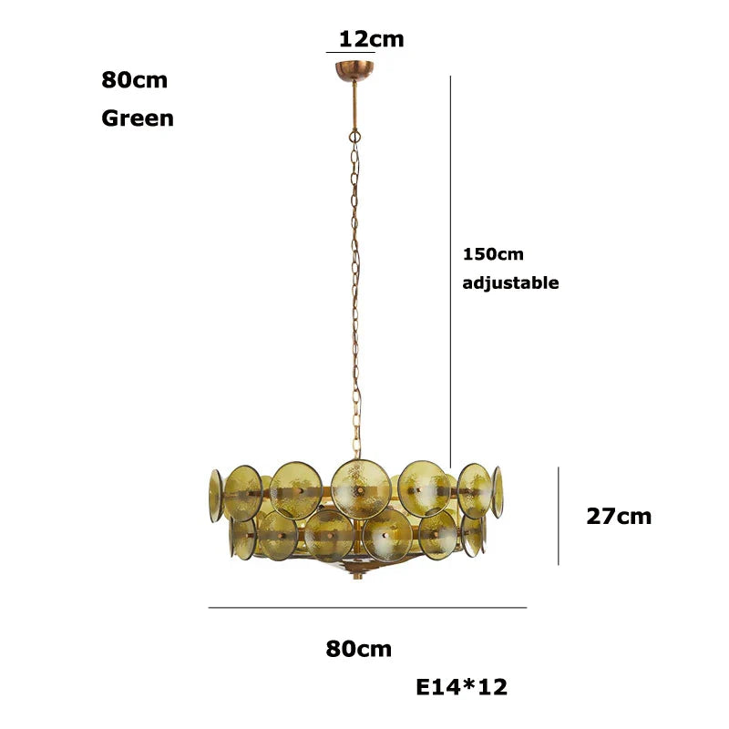 Axyaa Retro Glass Chandelier, Designer Colored Glass Pendant Light for Living Room