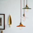 Axyaa Retro Copper Glass LED Pendant Light for Bedroom & Dining Room