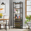 Axyaa 20 Bottle Wine Bakers Rack with Glass Holder and Storage Shelves