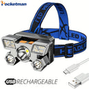 Axya Rechargeable Headlamp: Waterproof Lightweight Headlight with 4 Modes for Outdoor Activities