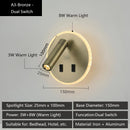 Axyaa LED Wall Sconce Lamp with Dual USB Ports & Adjustable Reading Lights
