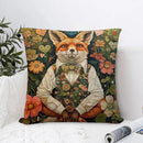 Axyaa Whimsical Animals Cushion Cover: Fox, Rabbit, Tiger, Bird Pattern for Sofa, Bedroom, Car