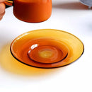 Axyaa Glass Coaster Set: Amber Blue Green Solid Color, Small, Heat Resistant