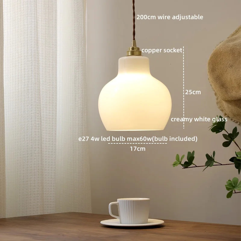 Axyaa Glass Copper LED Pendant Light for Home Decor - Nordic Style