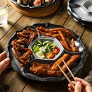 Axyaa Ceramic Sushi Plate, Four Grid Divided Vegetable & Fruit Plate