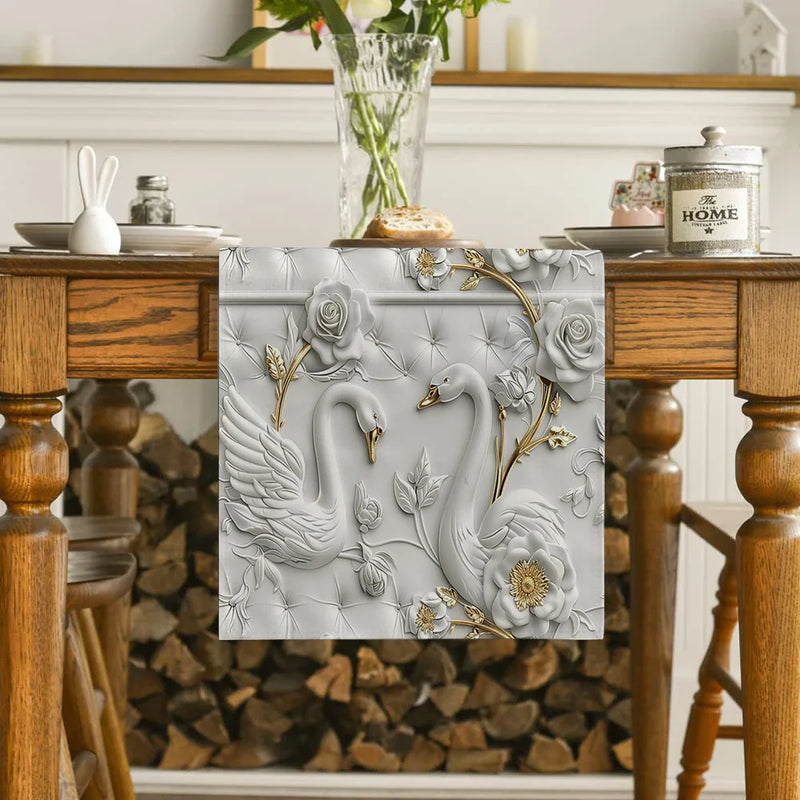 Swan 3D Table Runner for Kitchen Dining Decor by Axyaa