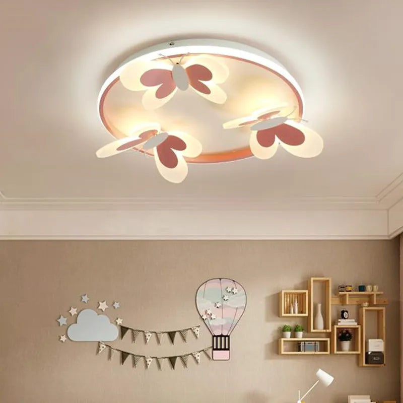 Axyaa Butterfly Kid's Ceiling Lamp in Pink