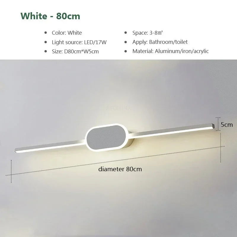 Axyaa 40/60/80CM LED Bathroom Mirror Wall Sconces, Living Room Indoor Fixture