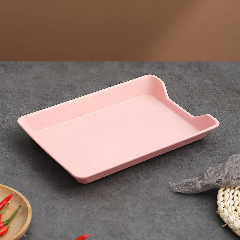 Axyaa Wheat Straw BBQ Tray: Large Capacity, Korean Style Dining Tray