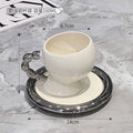 Axyaa Ceramic White Purple Latte Art Coffee Cup Set Couples Home Breakfast Mug