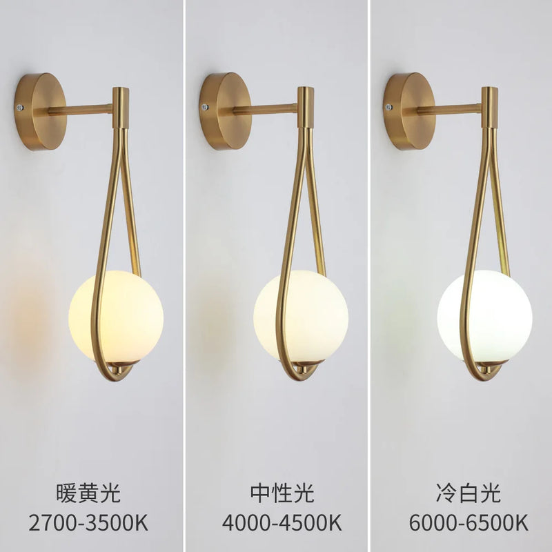 Axyaa Glass Ball LED Wall Lamp Modern Nordic Luxury Bedroom Lighting Fixtures