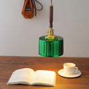 Axyaa Green Glass LED Pendent Lamps Walnut Copper Chandelier