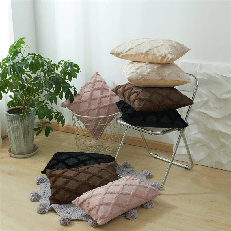 Axyaa Short Plush Pillow Cover Set for Stylish Home Décor