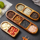 Axyaa Wooden Divided Serving Tray | Multi Compartment Sauce Dishes Elegant Wood Plates
