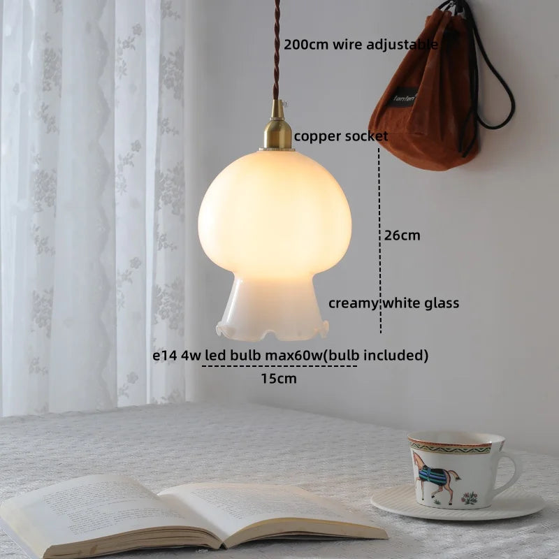 Axyaa Nordic LED Pendant Lights Glass Walnut Copper Hanging Lamp