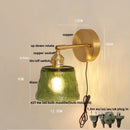 Axyaa Brass Finish Glass Wall Sconce Light with Pull Chain Switch