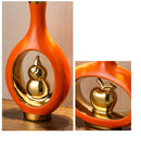 Axyaa Chinese Style Ceramic Vase with Wooden Frame: Retro Modern Home Decor Vase