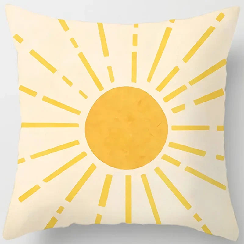 Yellow Floral Leaves Pattern Cushion Cover for Modern Living Room by Axyaa