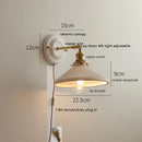 Axyaa Modern LED Wall Lamp with Ceramic Canopy & Copper Arm for Home Indoor