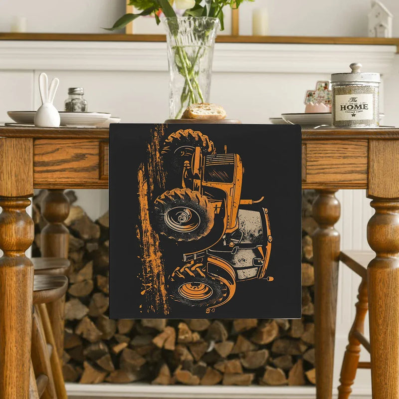 Axyaa Tractor Silhouette Table Runner for Kitchen and Dining Decor