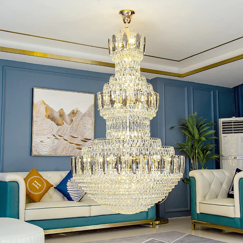 Axyaa Crystal Chandelier: Luxe Lighting for Hotel Lobby & Villa